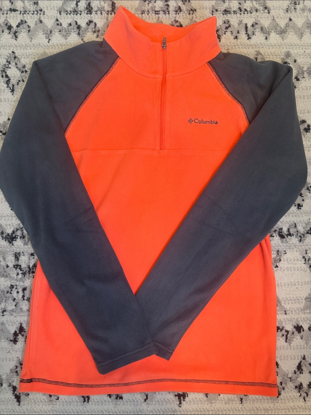 Columbia Youth (14/16) Orange and Charcoal Half-Zip Fleece Pullover